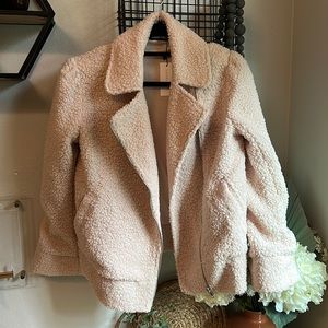 Cream Sherpa Zip Up Jacket New With Tags